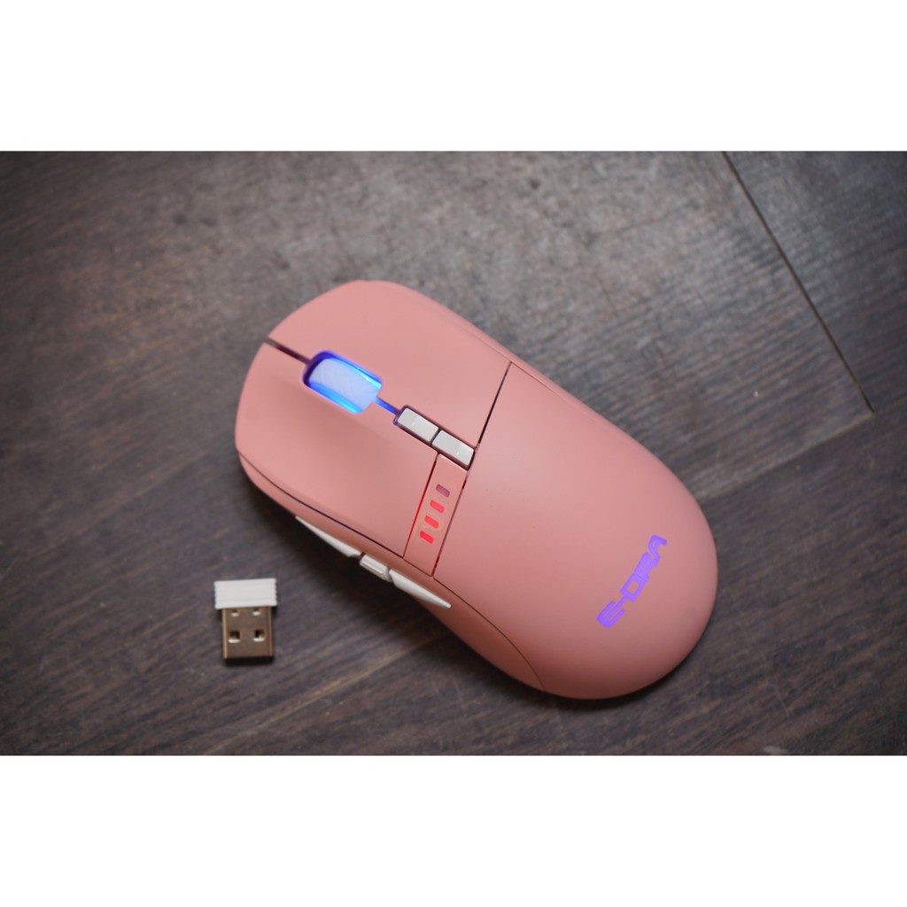 Chuột gaming không dây E-Dra EM620W Pink RGB, Avago 3325 (Wireless/ USB Type-C) version 2021