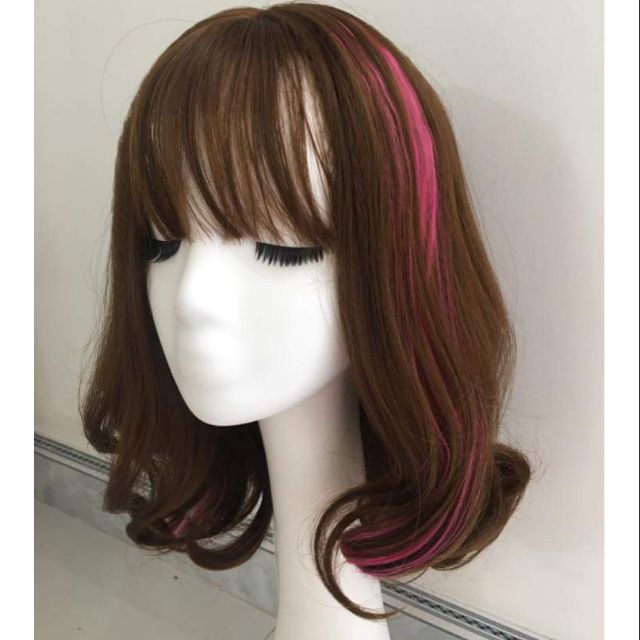 Tóc giả nguyên đầu xoăn ngắn móc line siêu cute