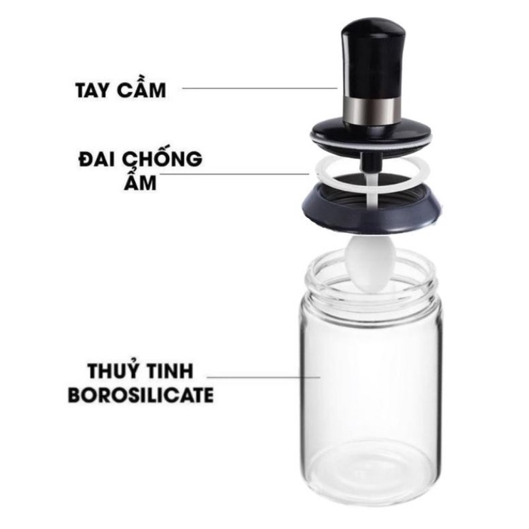 Lọ đựng gia vị thuỷ tinh kèm thìa, Kèm muỗng thể tích lớn 250ml MKS020