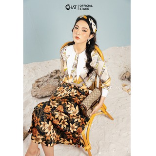 Áo Sơ mi hoạ tiết phối cổ trắng CCHAT