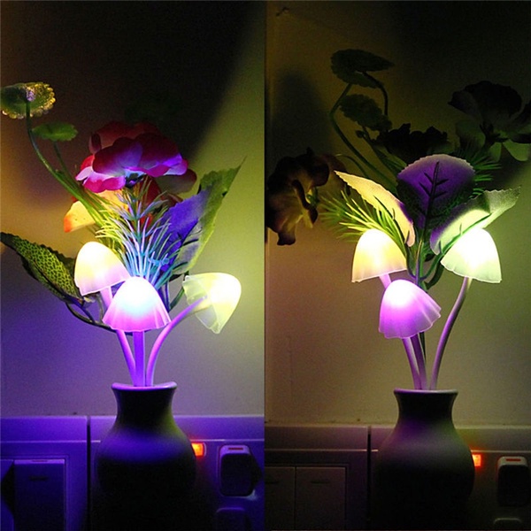 Hàng sẵn sàng & COD Đèn ngủ LED hình cây nấm lá sen 7 màu sắc thay đổi độc