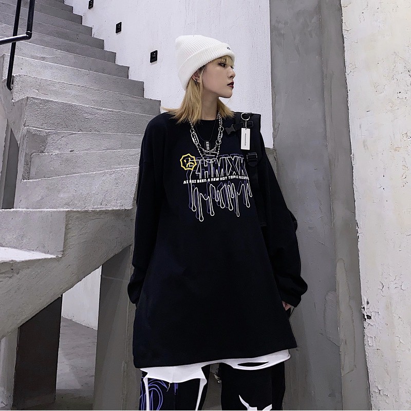 Áo thun tay dài form rộng ZHMXK NEKO.SG, Áo thun Streetwear ulzzang SWT26 NoBrand