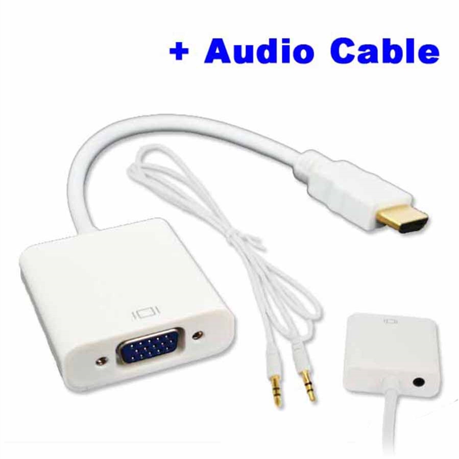 HDMI to VGA Converter Video Adapter With 3.5mm Audio Cable 1080P