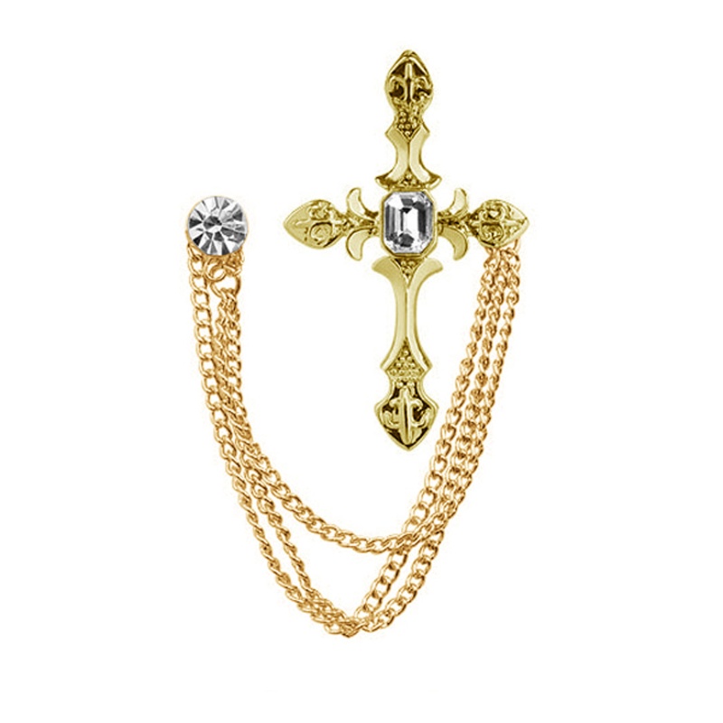 Ghim cài áo hình thánh giá đính đá thời trang cho nam