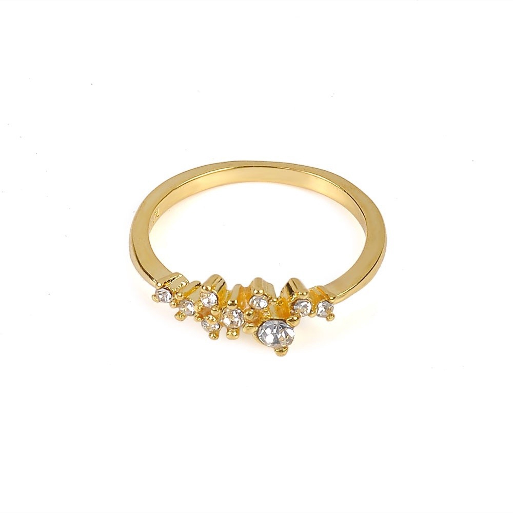 Nhẫn mạ vàng đính đá kiểu dáng đơn giản thanh lịch dành cho nữ