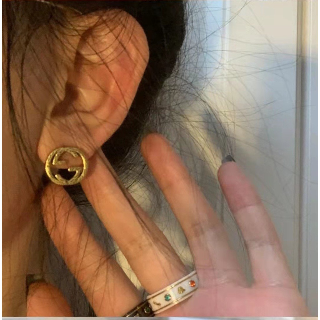 Bông Tai Gucci Bằng Thép Titan Hình Logo GG Đôi Thời Trang Cho Nữ