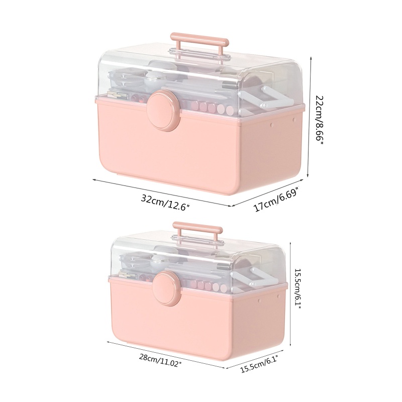 Hộp Đựng Mỹ Phẩm Ba Tầng Bằng Nhựa Trong Suốt Có Tay Cầm Và Khóa