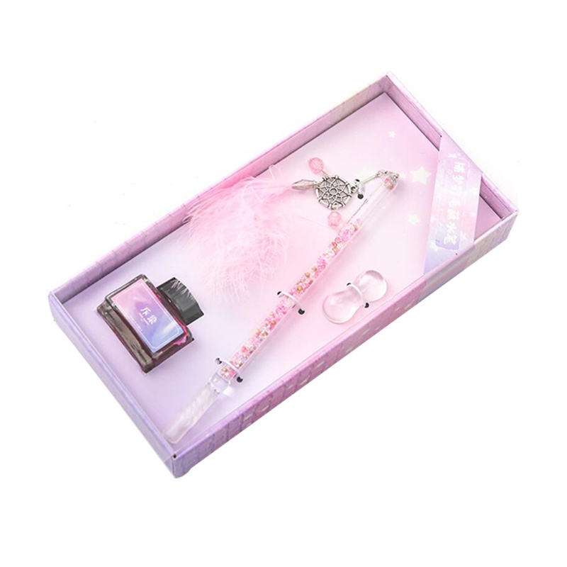 Bút Thạch Anh Pha Lê seng Có Mặt Dây Chuyền Lông Vũ 30ml Làm Quà Tặng Sinh Nhật