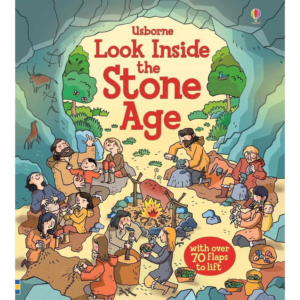 Sách lật mở Look Inside Stone Age thời kỳ đồ đá Usborne