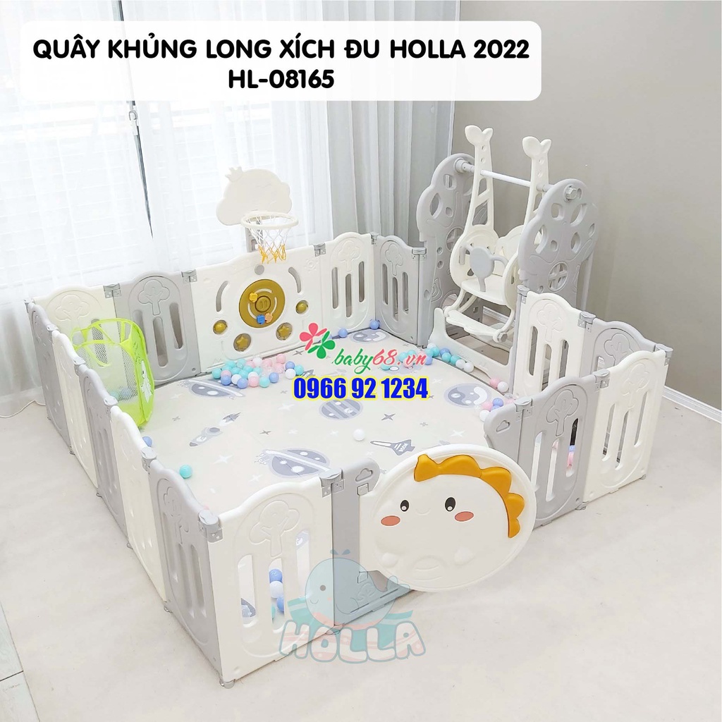 Quây Khủng Long full Holla 2022 Xích đu + Cầu trượt + ngựa + bảng vẽ