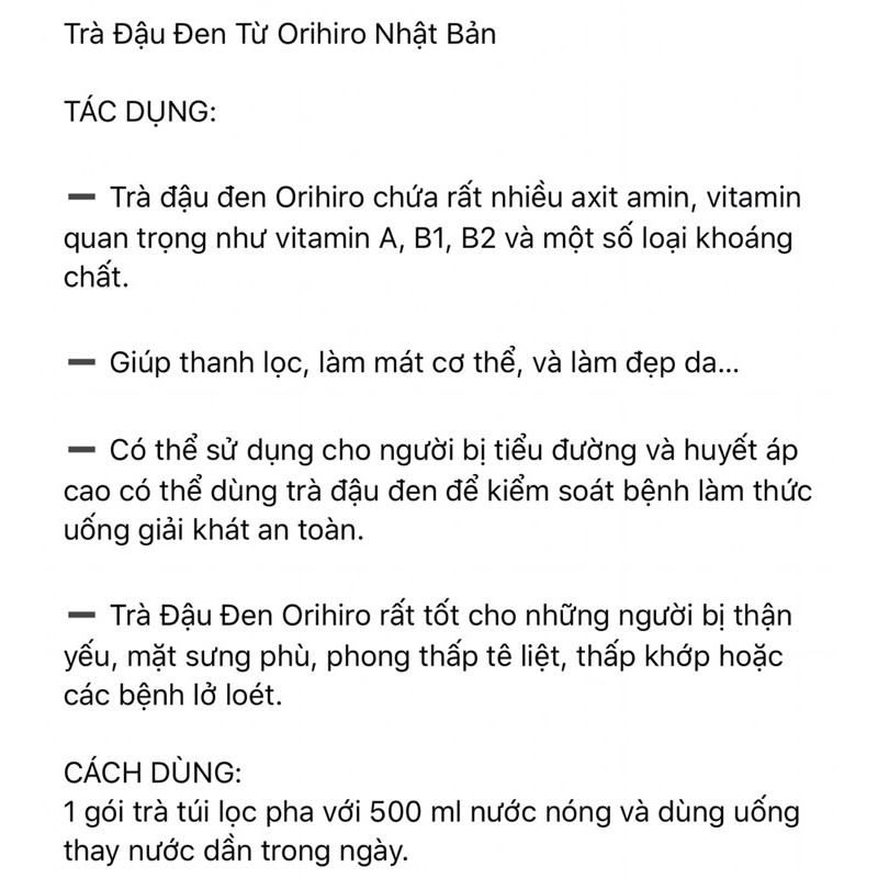Trà đậu đen Orihiro 30g Nhật bản