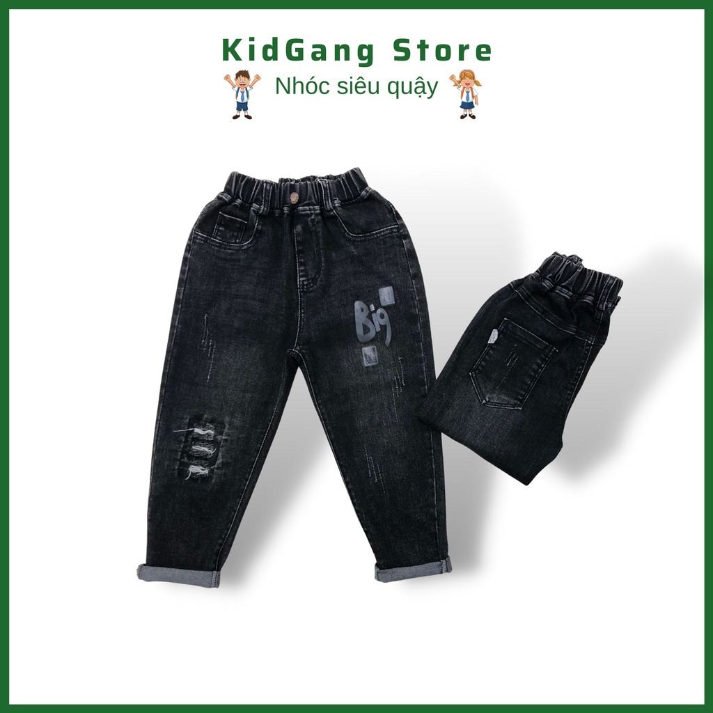 Quần jean bé trai, Quần bò bé trai 18-24kg KIDGANG jean rách