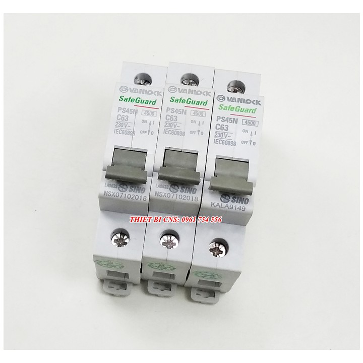 Cầu dao tự động Vanlock - Sino 1P 20A - 63A Dòng cắt 4,5kA Chính hãng