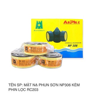 Mặt nạ phòng độc dùng để phun sơn np306 blue eagle + phin lọc rc203