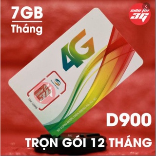  SIM 4G VIETTEL D900 7GB THÁNG  Miễn phí nạp tiền 1 năm ko lo nạp thẻ  