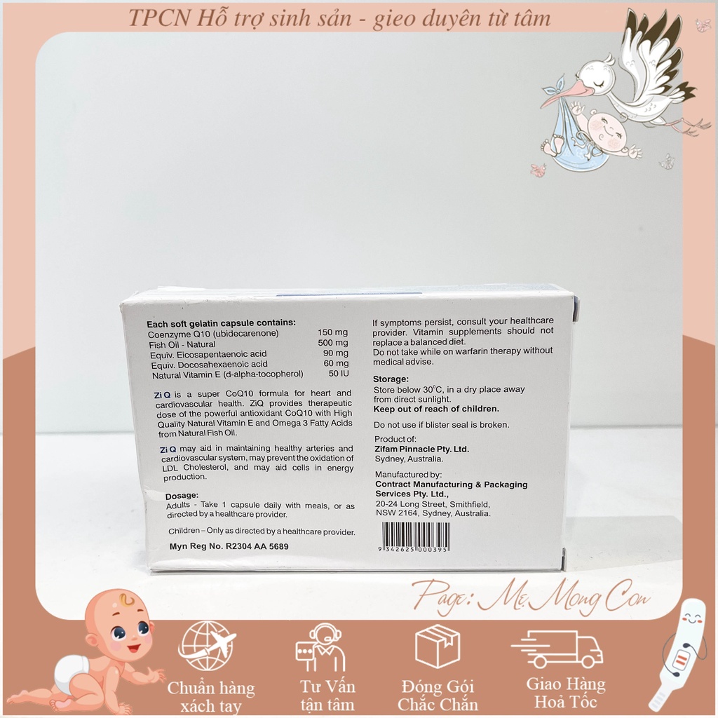 ZiQ 10  TPCN tăng thụ thai cho cả nam và nữ, cải thiện chất lượng trứng, tinh trùng