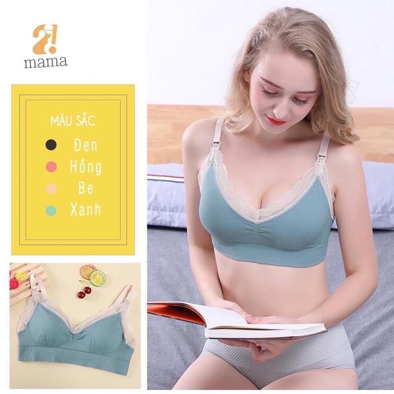 Áo lót bầu sau sinh cho con bú 2MAMA nâng ngực chống chảy sệ phối ren V41