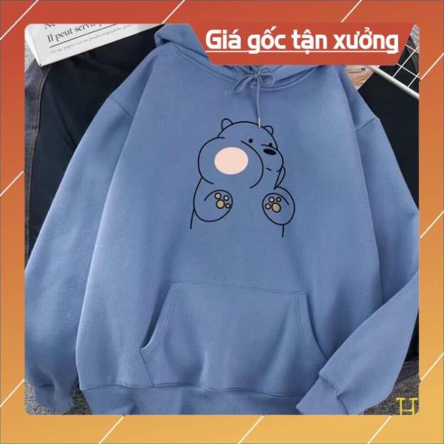 Áo hoodie gấu nam nữ freesize form thụng cánh rơi chất nỉ bông lót lông nhẹ unisex in 3D giá rẻ nhất ˇ ) .