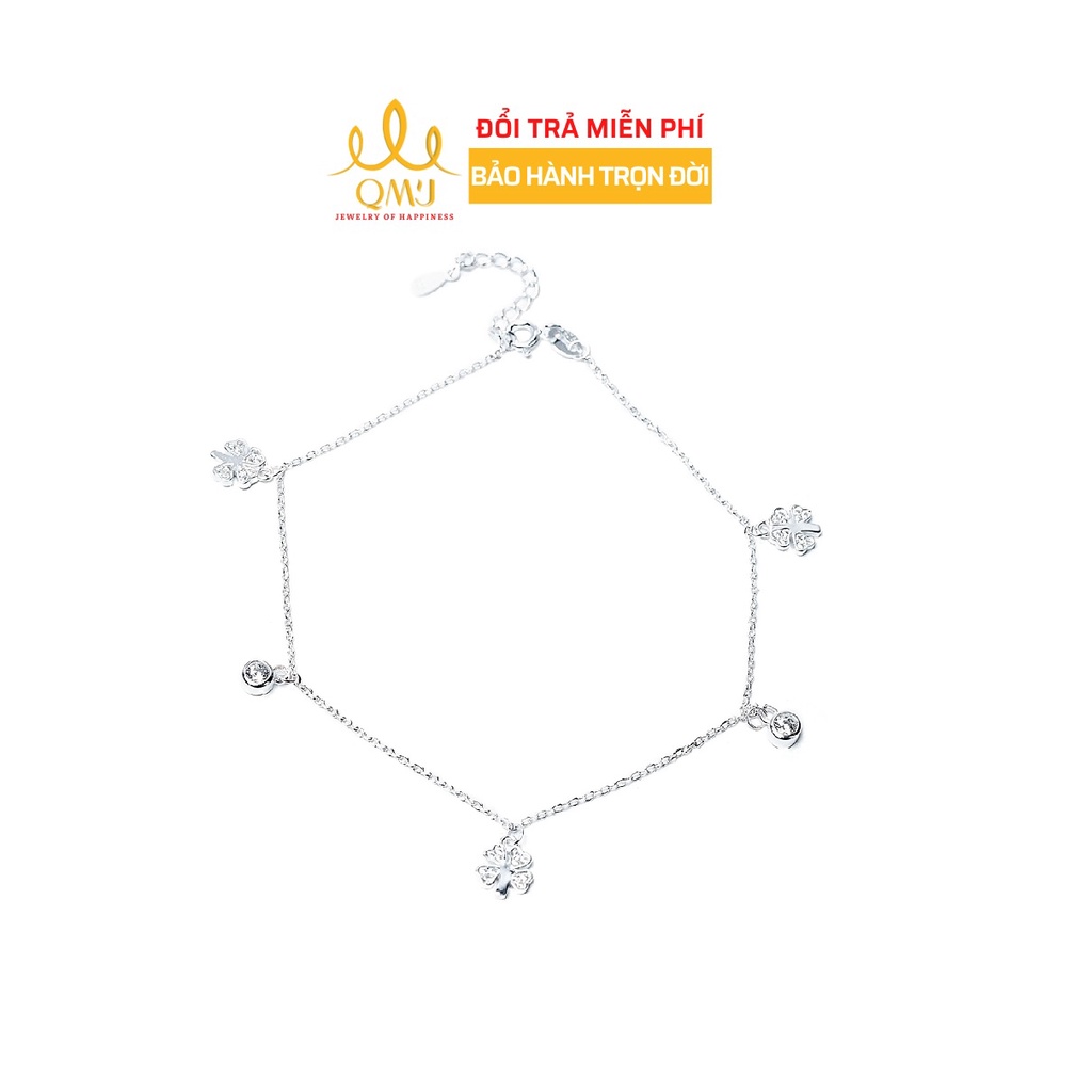 QMJ Lắc chân bạc Cỏ hạnh phúc may mắn bạc 925 cao cấp xinh xắn, dễ thương - Q514