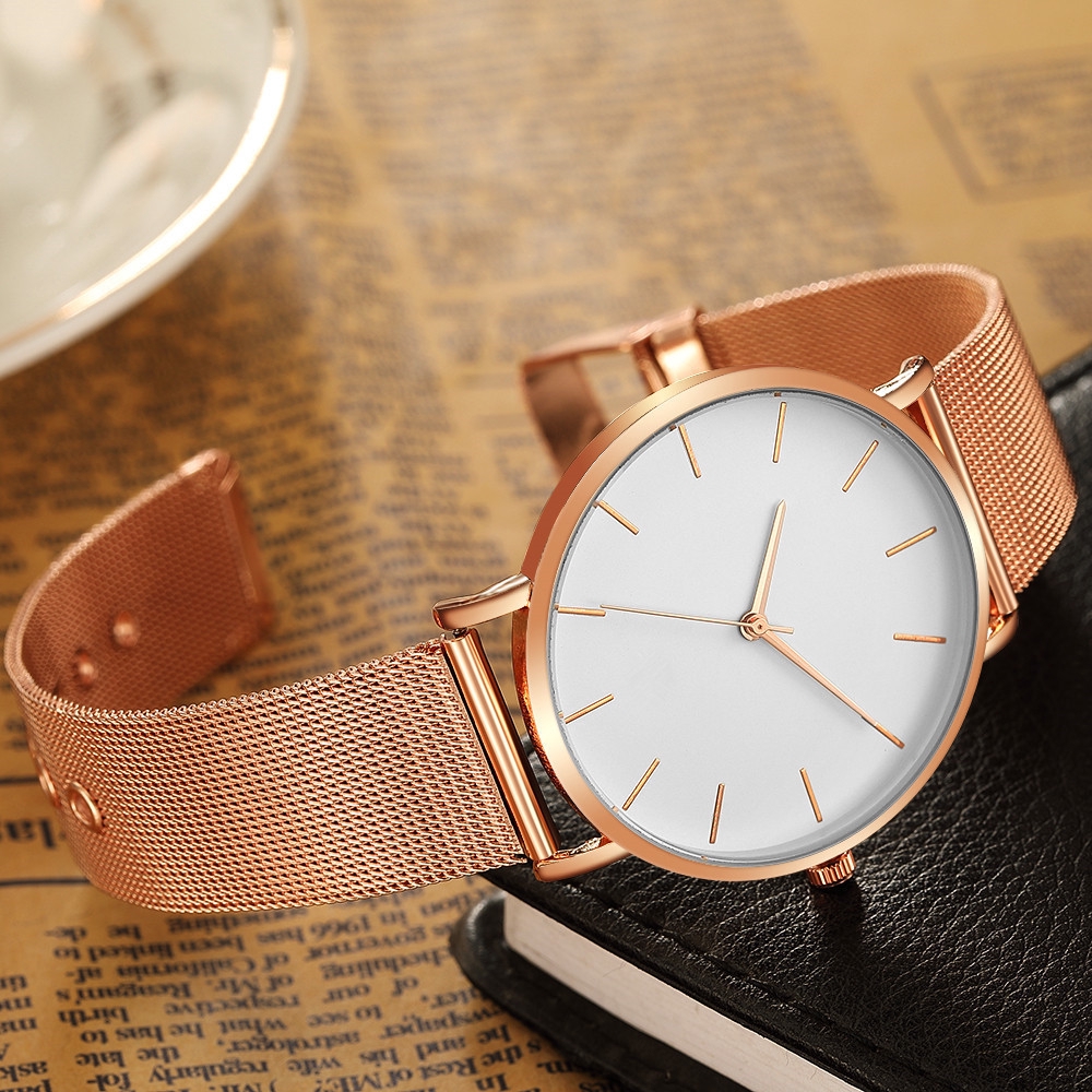 Đồng hồ đeo tay Quartz Geneva màu đen cổ điển dây thép không gỉ thời trang dành cho nam giới