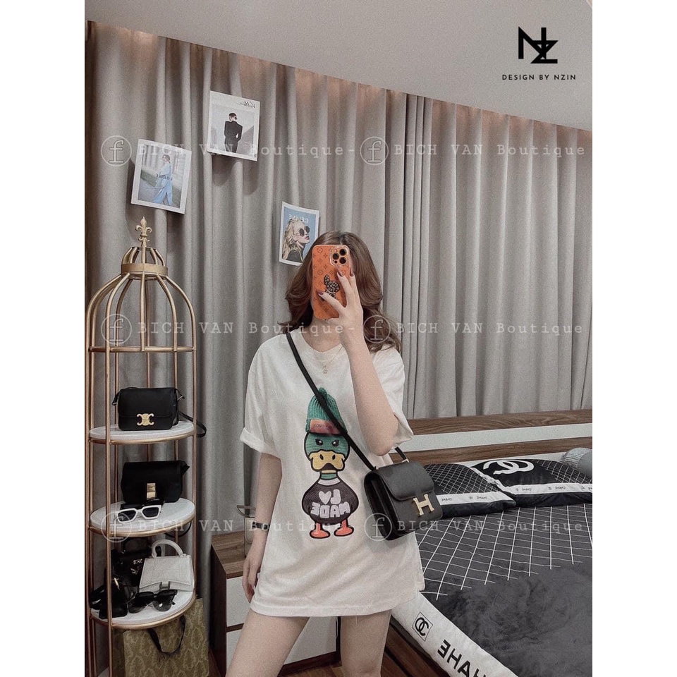Áo Thun Nam Nữ Unisex Áo Phông vải cotton thoáng mát cổ tròn bigsize XXL 2XL in hình Vịt đội mũ len Xanh LV - shop.lucas