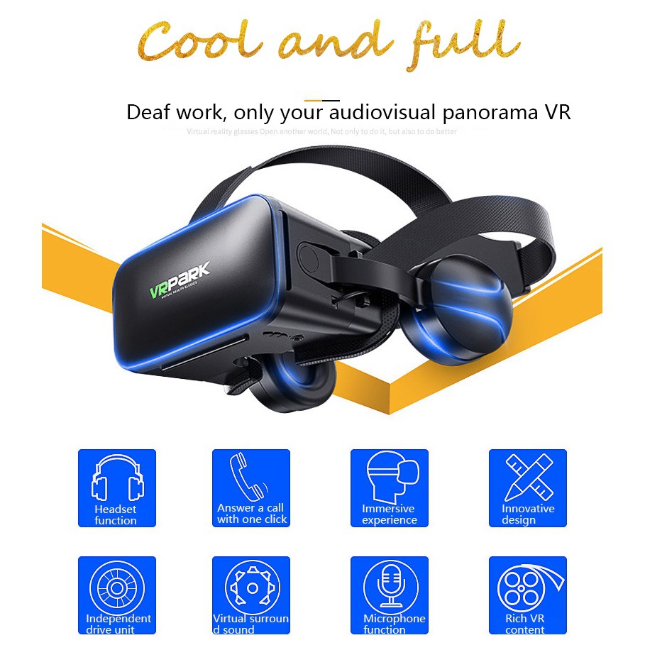 VRPARK J20 3D VR Glasses Virtual Reality Glasses for 4.7- 6.7 Smart Phone iPhone Android Games Stereo with Headset Controllers