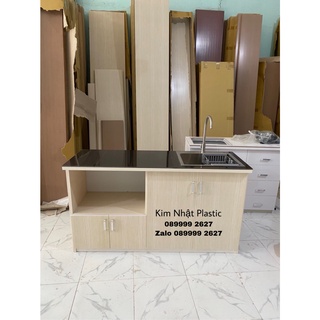 Tủ kệ bàn bếp nhựa Đài Loan sẵn bồn rửa sạch đẹp