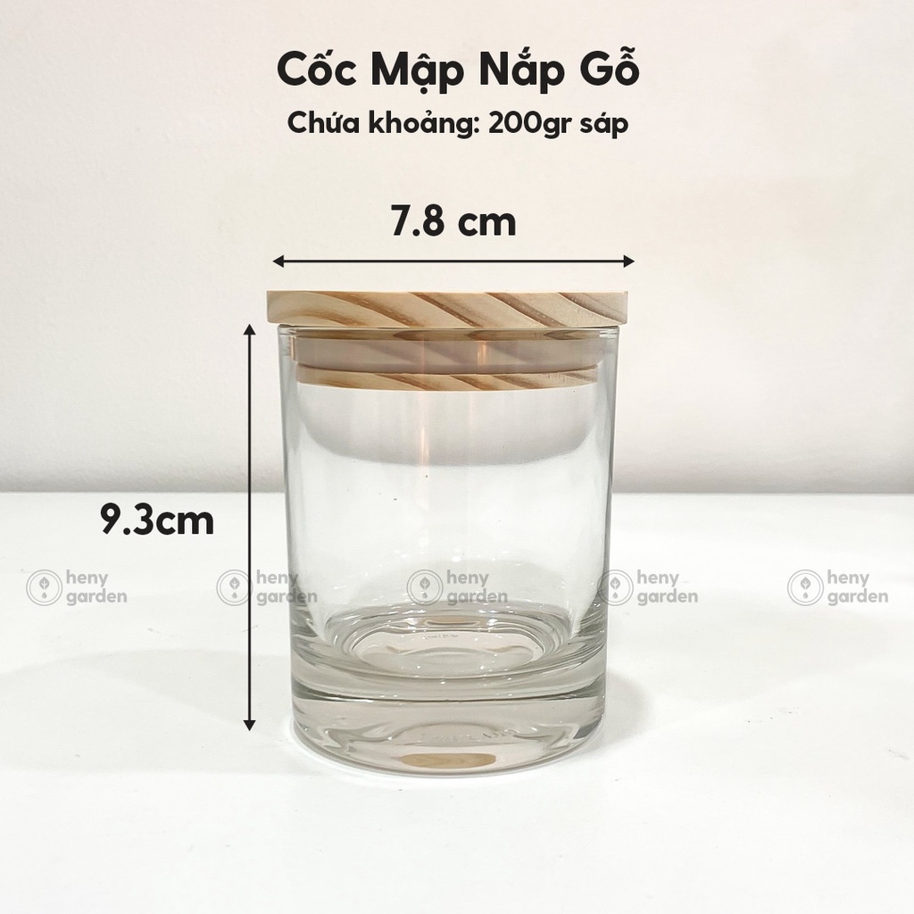 Ly Cốc Đựng Nến Nắp Gỗ Handmade (Nhiều Phân Loại) – Tặng Tinh Dầu Mẫu Thử Heny Garden - Nguyên Liệu Làm Nến Thơm