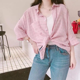 Áo sơ mi kẻ hồng