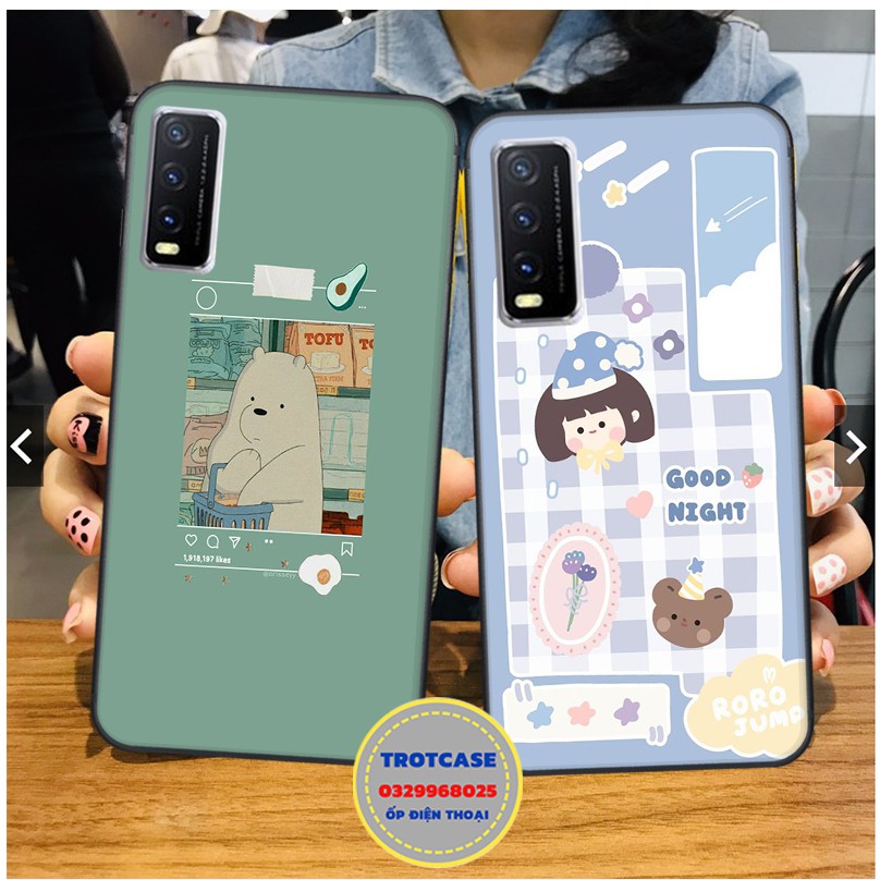 Ốp lưng điện thoại Vivo Y51 2020 - Vivo Y20 - Vivo Y12S - Vivo Y20S - in hình quoái vật tím to và gấu bear xanh
