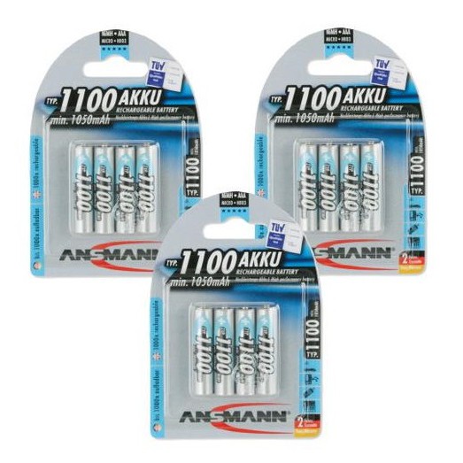 Pin sạc AAA 1100mAh Ansmann NiMH Micro 1.2V, vỉ 4 viên