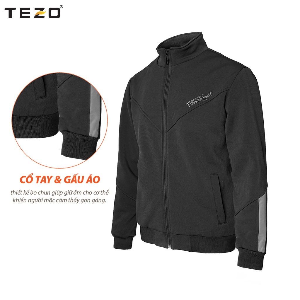 Bộ nỉ kéo khoá nam TEZO, chất nỉ bông dày dặn, 2 màu phối viền, tách lẻ riêng quần áo mã 2111ANKT01