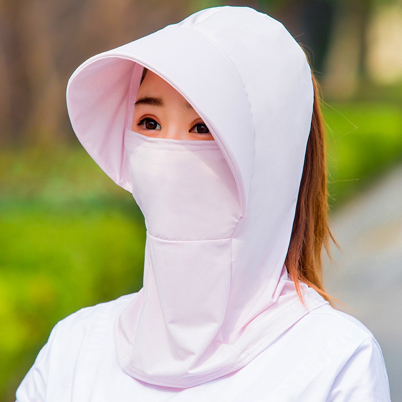 Mũ trùm đầu NINJA ngoài trời nữ mùa hè chống nắng kiêm khẩu trang - Nón lưỡi trai khẩu trang vải thun lạnh