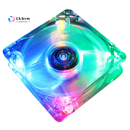 [CM] Stock 8025 Clear 8cm with LED Lights Chassis Cooling Fan for PC Computer Case Cooler