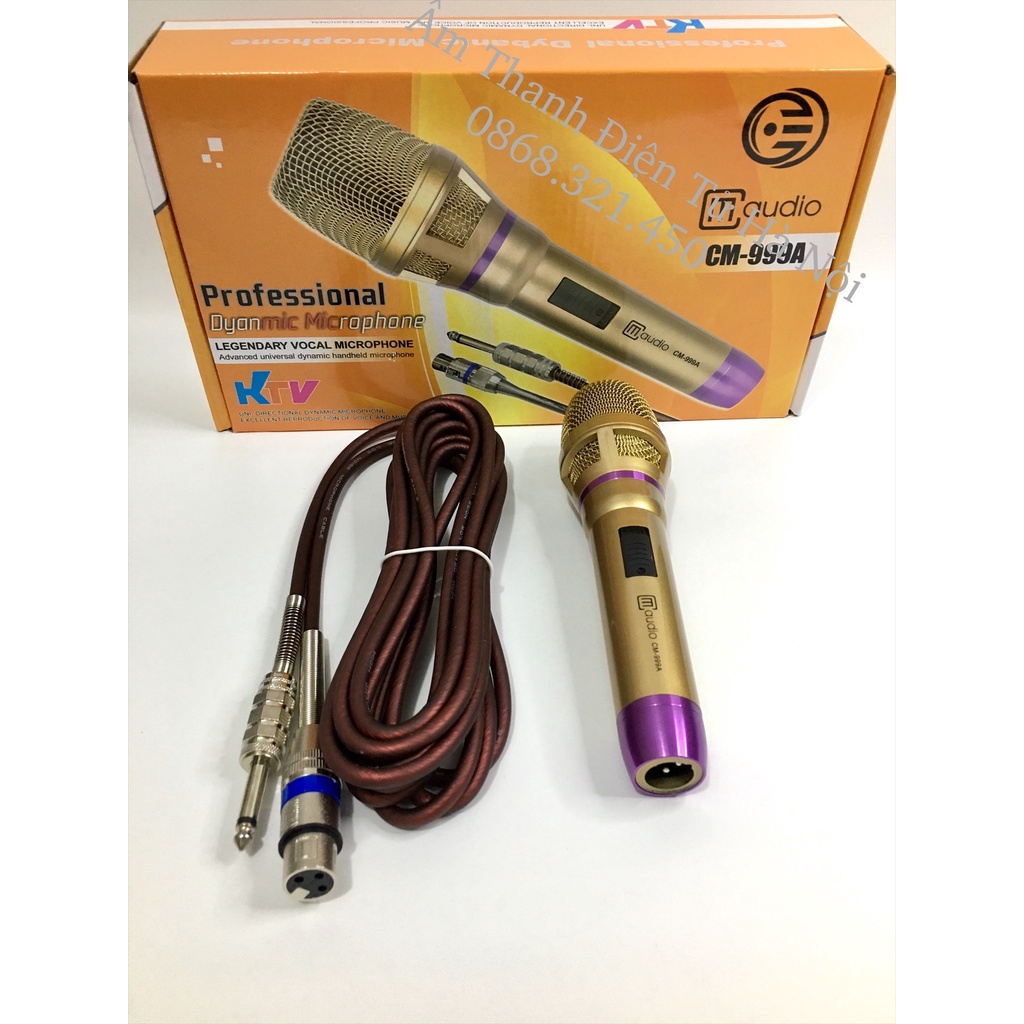 Micro Có Dây CM 999A Chính Hãng, Hút Giọng, Hát Nhẹ, Hỗ Trợ Chống Hú, Tay Mic Inox Cứng Cáp, Dây Chống Xoắn.