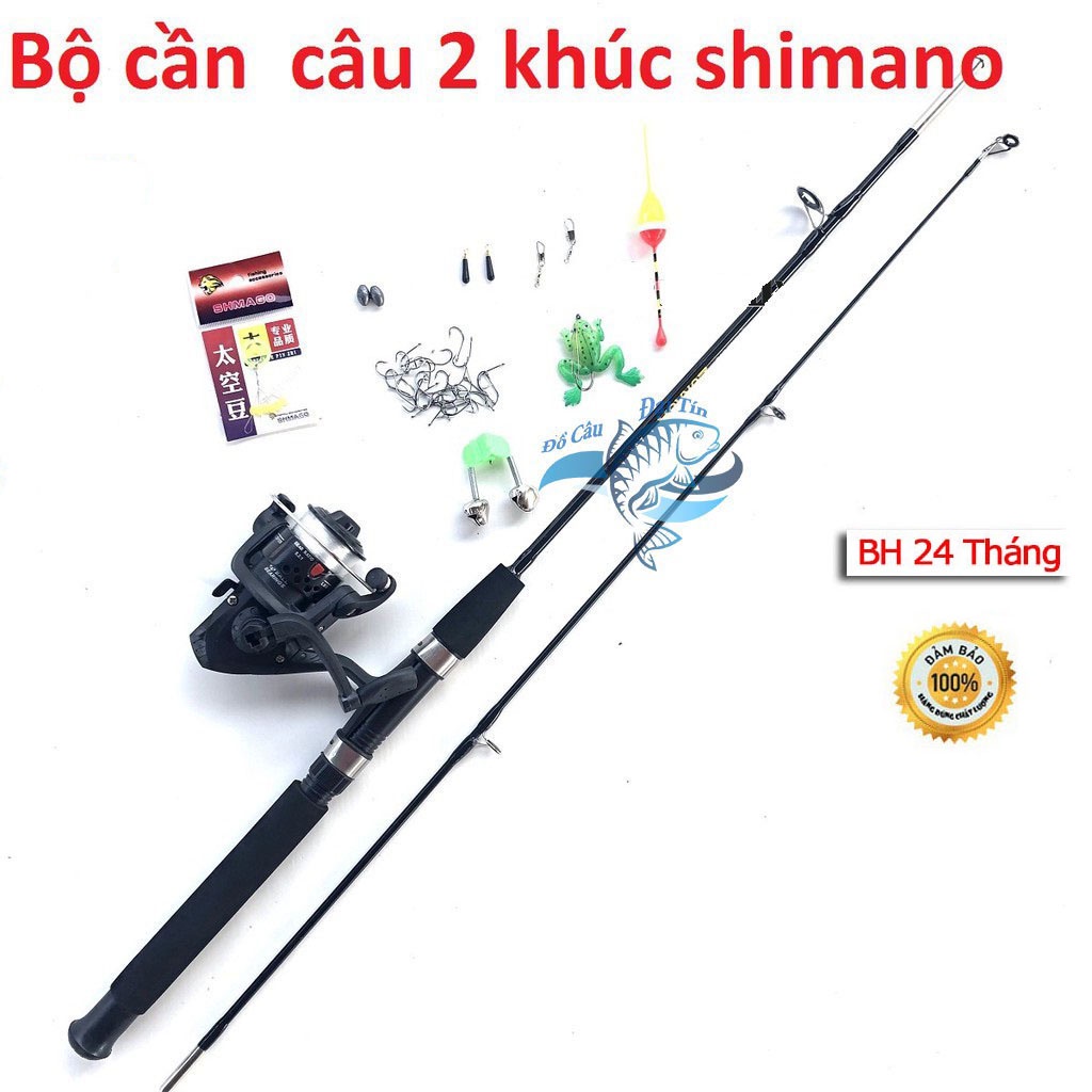 Bộ cần câu máy cần câu 2 khúc đặc kèm + máy câu 200 cuốn sẵn cước + full set phụ kiện