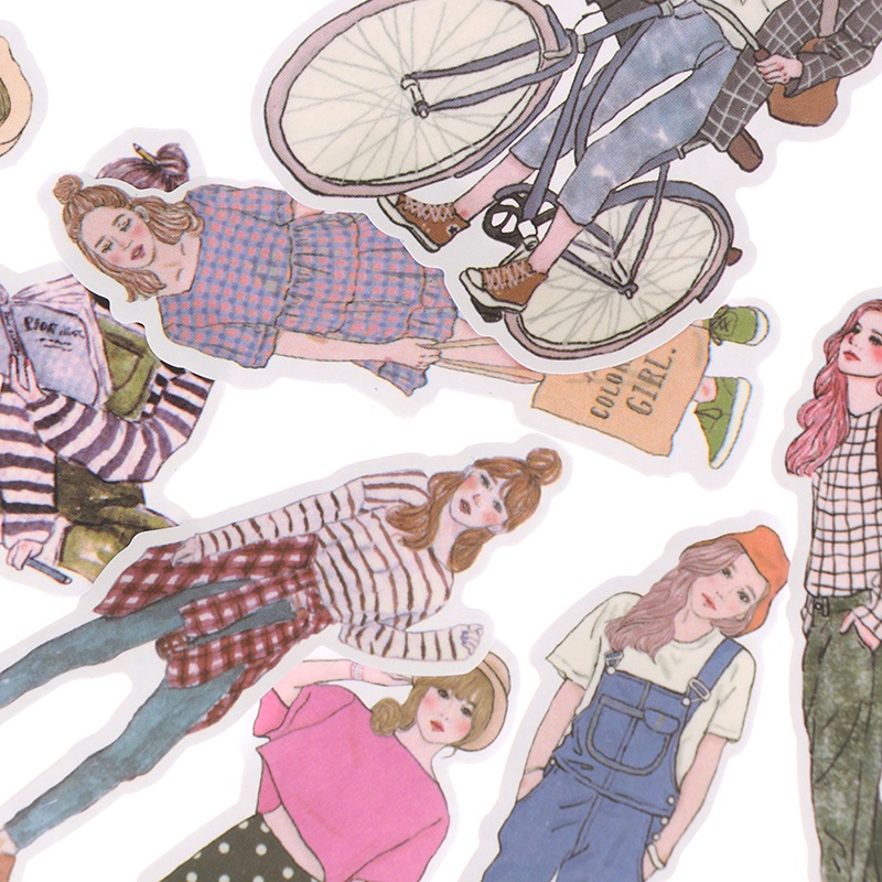 Bộ 100 Miếng Dán Trang Trí Sổ Tay Hình Cô Gái Đáng Yêu Thời Trang