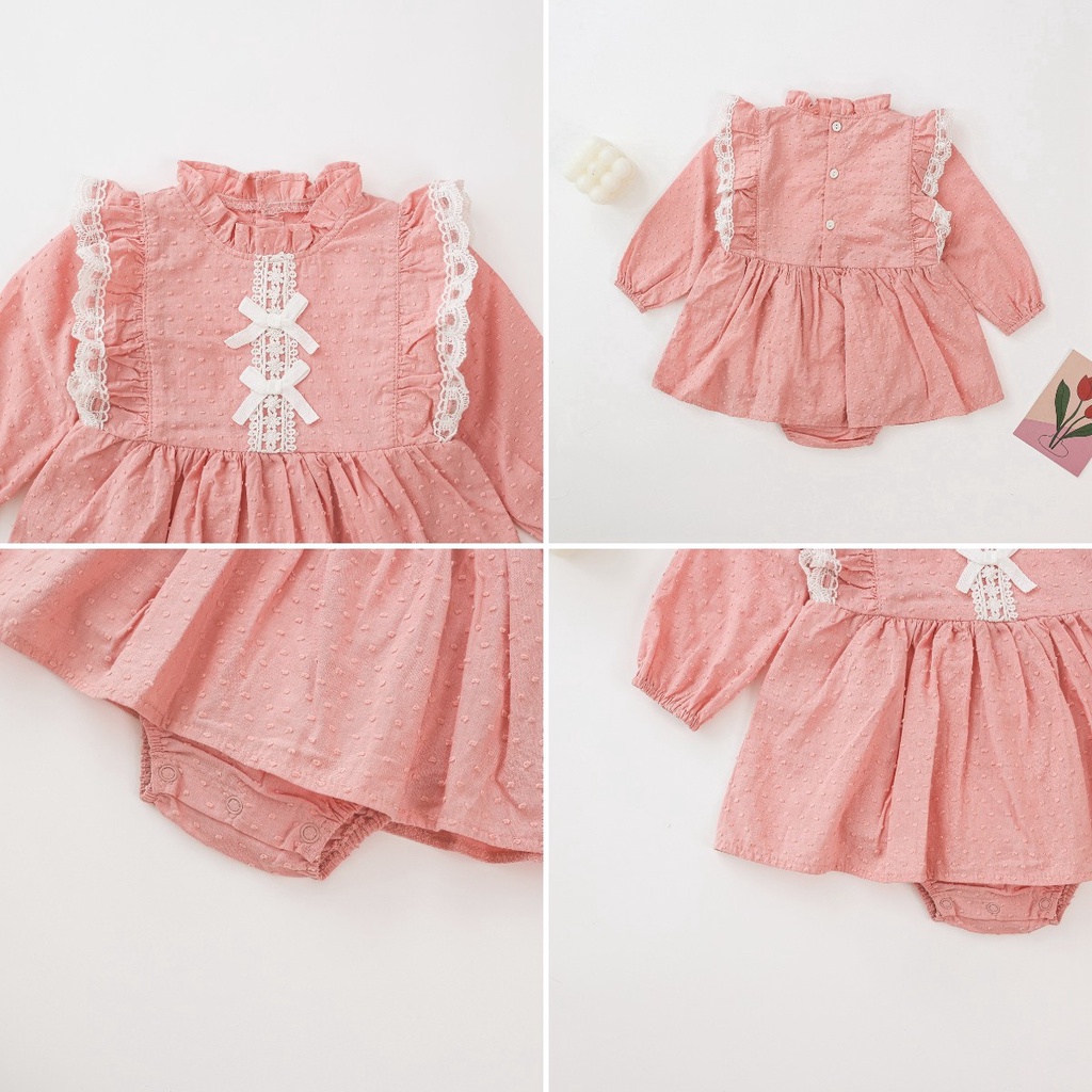 Áo Liền Quần Bằng Cotton Tay Dài In Họa Tiết Hoa Năm Mới Cho Bé Gái Sơ Sinh 0401