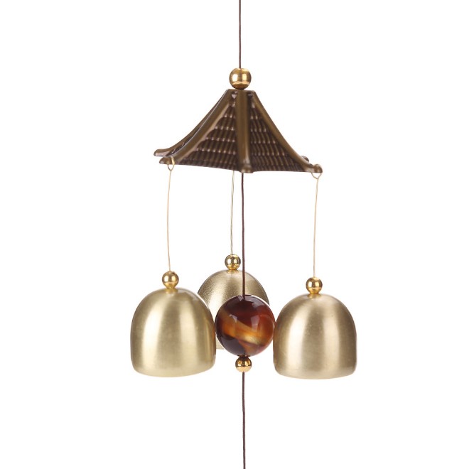 Chuông gió Chim công 2 tầng 2 mái 8 chuông phát lộc CG33