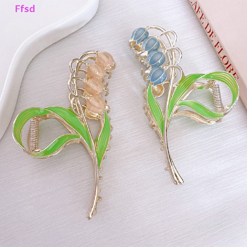 {Ffsd} Kẹp Tóc Móng Vuốt Đính Hoa Chuông Xanh Dương Thanh Lịch * Bán Chạy