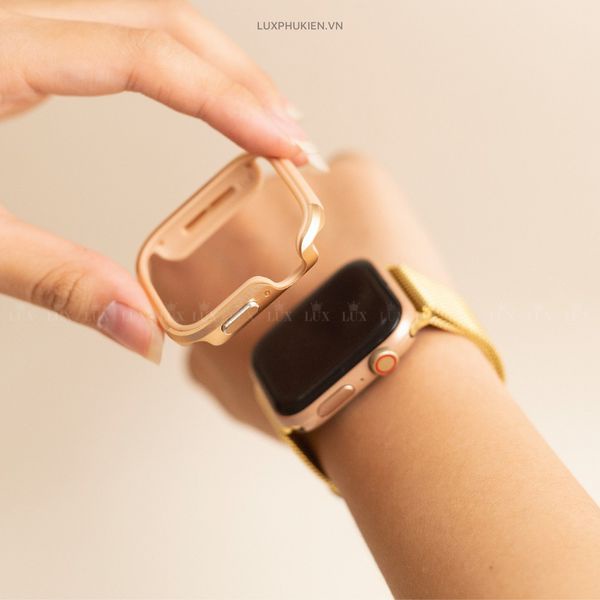 Combo dây thép milan và ốp viền thép vàng Apple Watch đồng hồ thông minh Series 1/2/3/4/5/6/SE size 38/40/42/44 mm