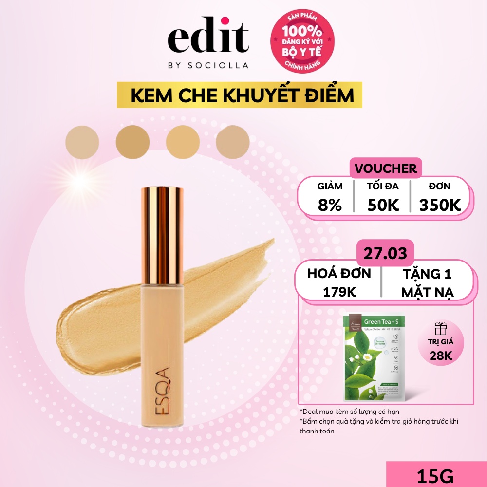 Kem che khuyết điểm ESQA Flawless Liquid Concealer (15g)