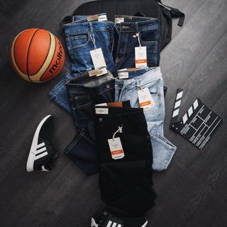 Quần jean nam PULL&BEAR đen trơn - JUSTINSHOP