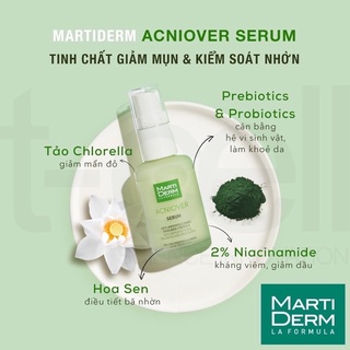 Tinh chất giảm mụn & kiểm soát nhờn MartiDerm acniover serum 30ml