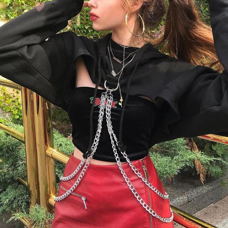 Áo hoodie lửng tay dài thiết kế độc đáo năng động cho nữ