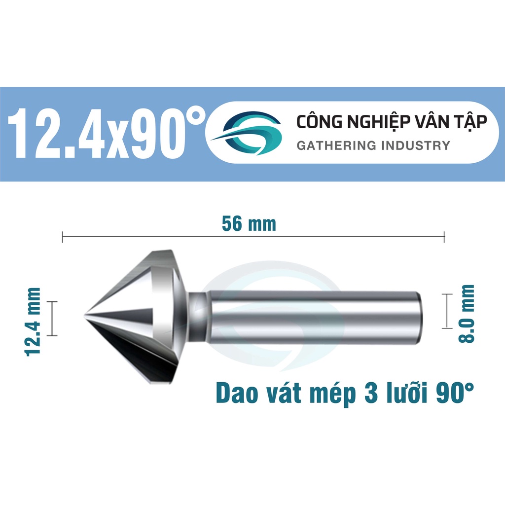 Dao phay vát mép HSS 90 độ 3 lưỡi hàng chính hãng, chất lượng cao.