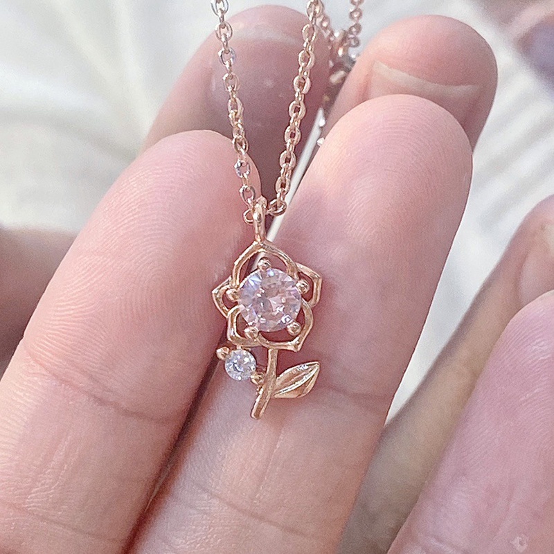 Vòng cổ Mặt Hoa Hồng Đính Đá Thời Trang Hàn Quốc JP5