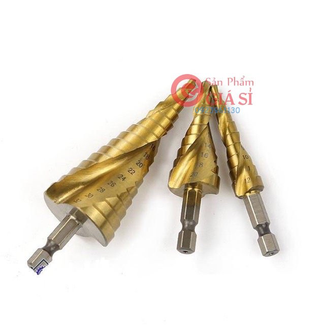 MŨI KHOAN TẦNG XOẮN CHUÔI LỤC GIÁC - BỘ 3 KHOAN SẮT - VĨ CAM ❤️freeship❤️
