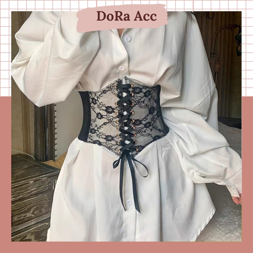 Belt corset thắt eo khuy bấm dành cho nàng eo 70-92cm Belt ren thắt váy sang chảnh
