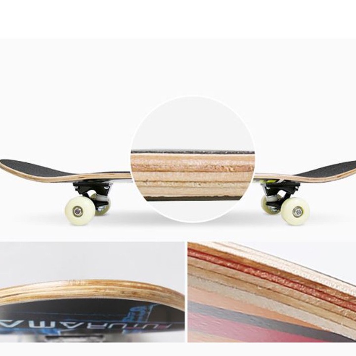 Ván Trượt Thể Thao Skateboard  [ Centosy 1000-18 ]  Thiết Kế Gỗ Ép Chịu Lực, Họa Tiết Đen Trắng